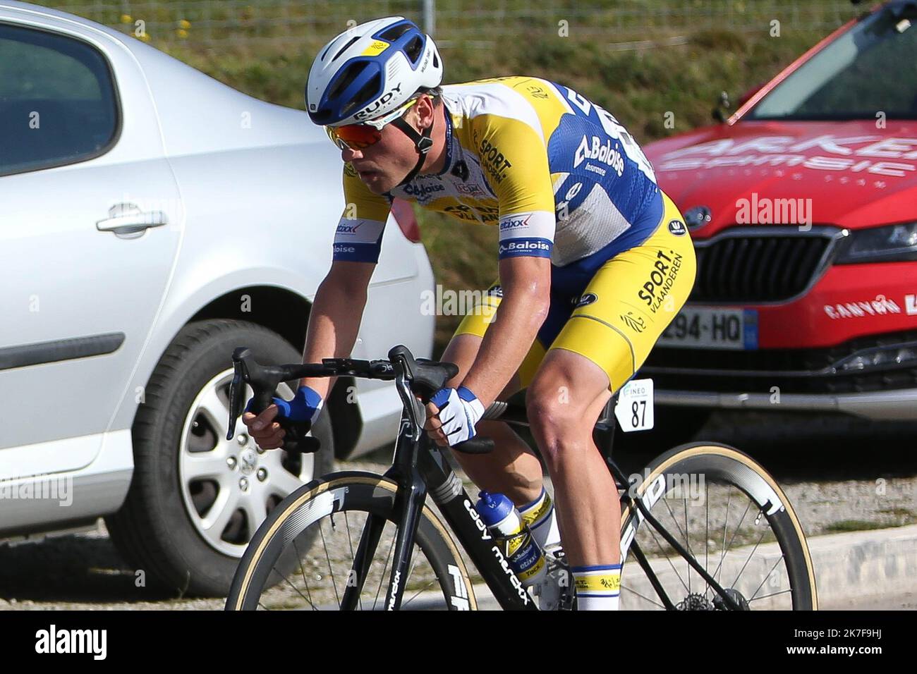 ©Laurent Lairys/MAXPPP - WILLEMS Thimmo du Sport Vlaanderen - Baloise lors du Grand Prix du Morbihan 2021, Cyclisme sur 16 octobre 2021 à Grand-champ, France - photo Laurent Lairys / MAXPPP Banque D'Images