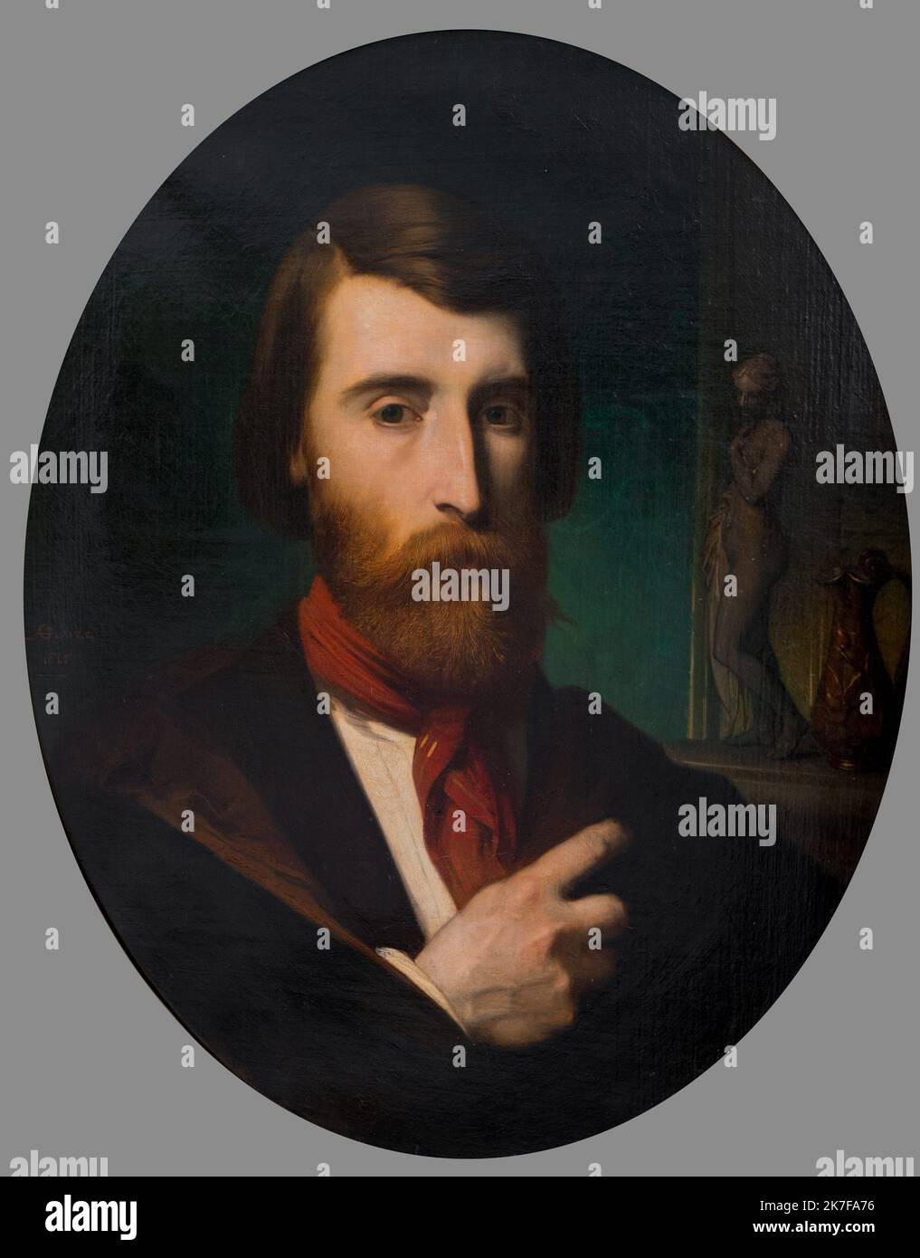 ©Active Museu/MAXPPP - ActiveMuseum 0002984.jpg / Portrait de Bruyas Huile sur toile 1848 - / Auguste-Barthelemy Glaize / Peinture Active Museum / le Pictorium 1 personnes, Chest, Collector, face on, Homme, Portrait, barbe Rouge, Sculpture, vertical Jacques Louis appelé Alfred Bruyas, 19th siècle, Auguste Barthelemy Glaize , peinture Banque D'Images