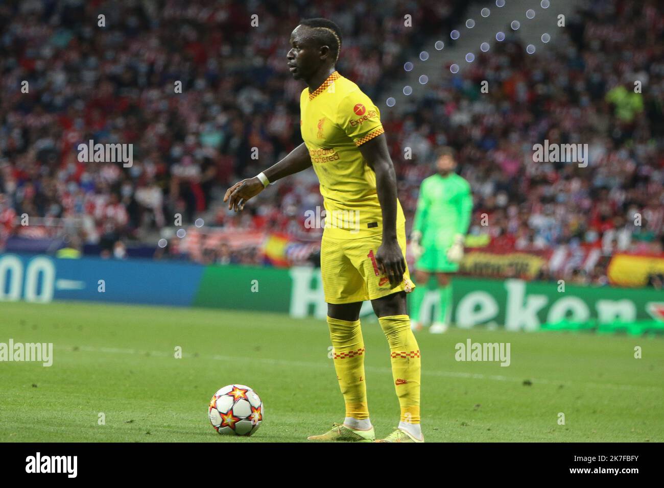 ©Laurent Lairys/MAXPPP - Sadio Mané du FC Liverpool pendant la Ligue des champions de l'UEFA, match de football du Groupe B entre l'Atlético de Madrid et Liverpool sur 19 octobre 2021 au stade Wanda Metropolitano de Madrid, Espagne - photo Laurent Lairys / MAXPPP Banque D'Images