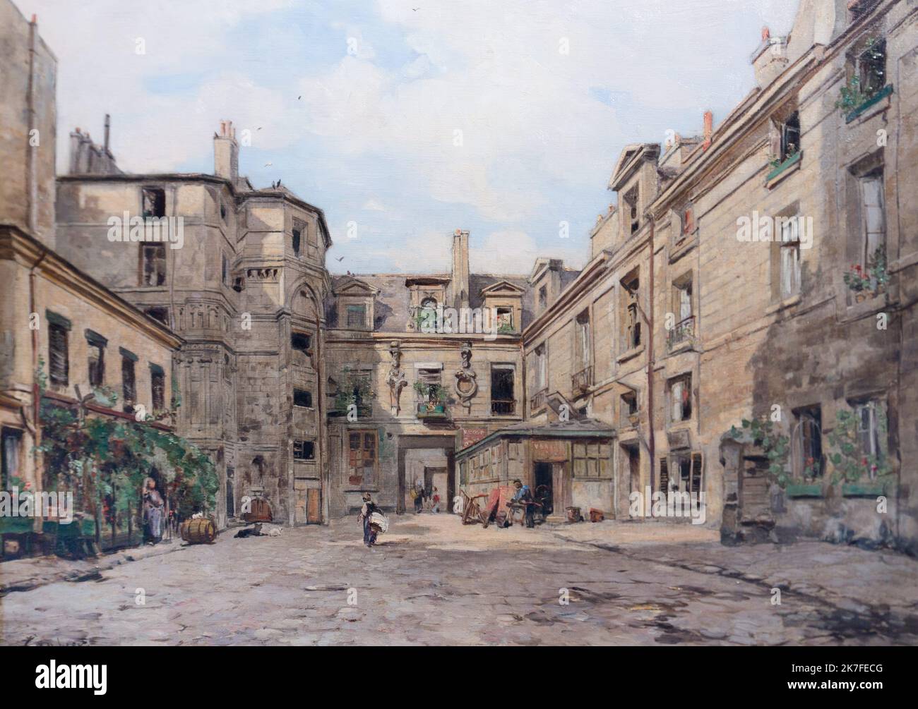 ©Active Museu/MAXPPP - ActiveMuseum 0006715.jpg / le passage de Charlemagne 1887 - / Emmanuel-Maurice Lansyer / Musée actif de la peinture / le Pictorium ciel bleu ,Bâtiment () ,jour () ,horizontal ,passage ,personnes ,perspective (vue) ,plante ,ombre ,fenêtre ,19th siècle ,Emmanuel-Maurice Lansyer ,peinture , Banque D'Images