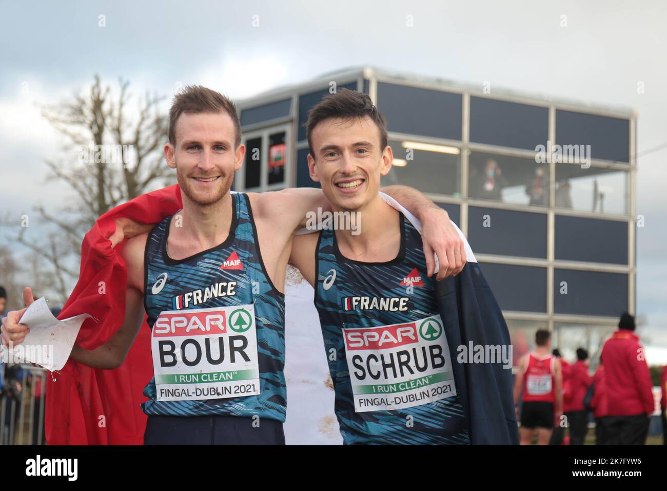 ©STADION-ACTU/STADION ACTU/MAXPPP - 12/12/2021 ; ; - championnat européen de cross-country Dublin Felix BOUR Yann SCHRUB Banque D'Images