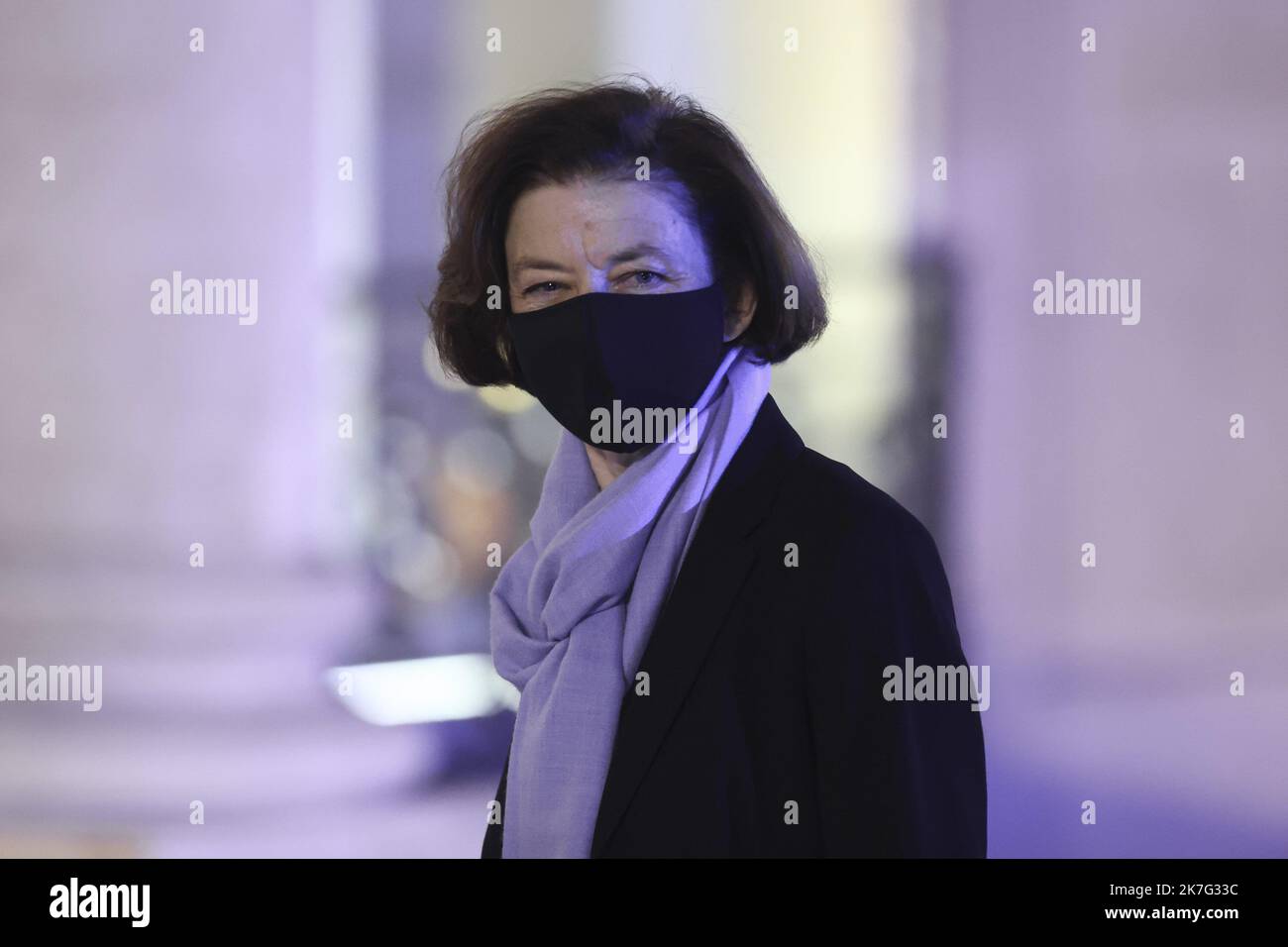 ©Sébastien Muylaert/MAXPPP - le ministre français de la Défense Florence Parly arrive pour une rencontre avec des membres de la commission européenne et le président français au Palais de l'Elysée, alors que la France prend la présidence tournante de l'UE sur 1 janvier 2022. Paris, 06.01.2022 Banque D'Images