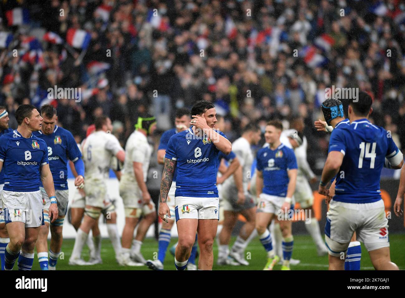 ©PHOTOPQR/VOIX DU NORD/PIERRE ROUANET ; 06/02/2022 ; Saint-Denis, le 06/02/2022. Rugby, Tournoi des six Nations, premier match. XV de France (FFR) - Italie (Squadra Azzurra, FIR Italia), au Stade de France (Paris). PHOTO PIERRE ROUANET LA VOIX DU NORD Banque D'Images