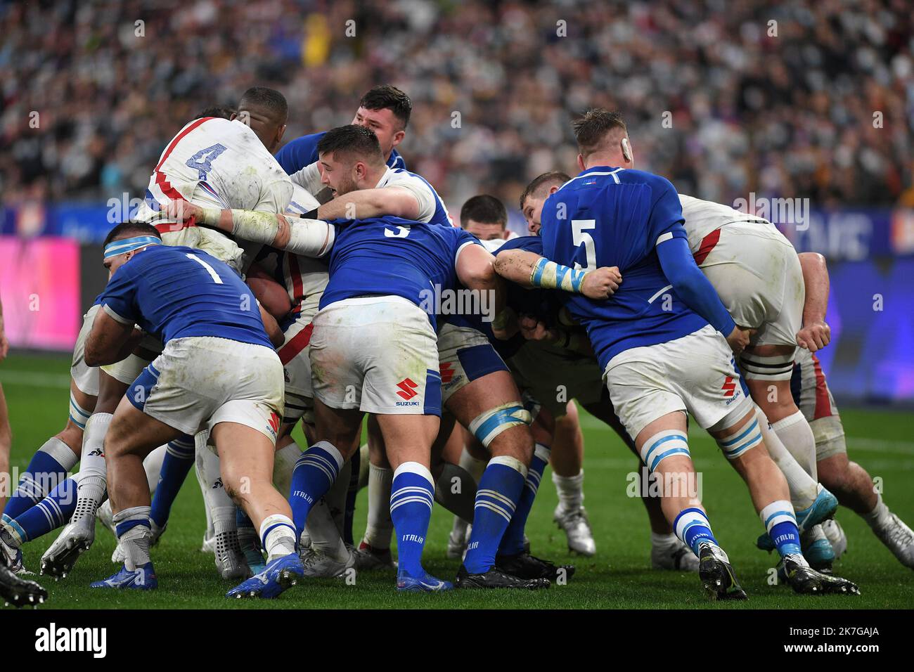 ©PHOTOPQR/VOIX DU NORD/PIERRE ROUANET ; 06/02/2022 ; Saint-Denis, le 06/02/2022. Rugby, Tournoi des six Nations, premier match. XV de France (FFR) - Italie (Squadra Azzurra, FIR Italia), au Stade de France (Paris). PHOTO PIERRE ROUANET LA VOIX DU NORD Banque D'Images