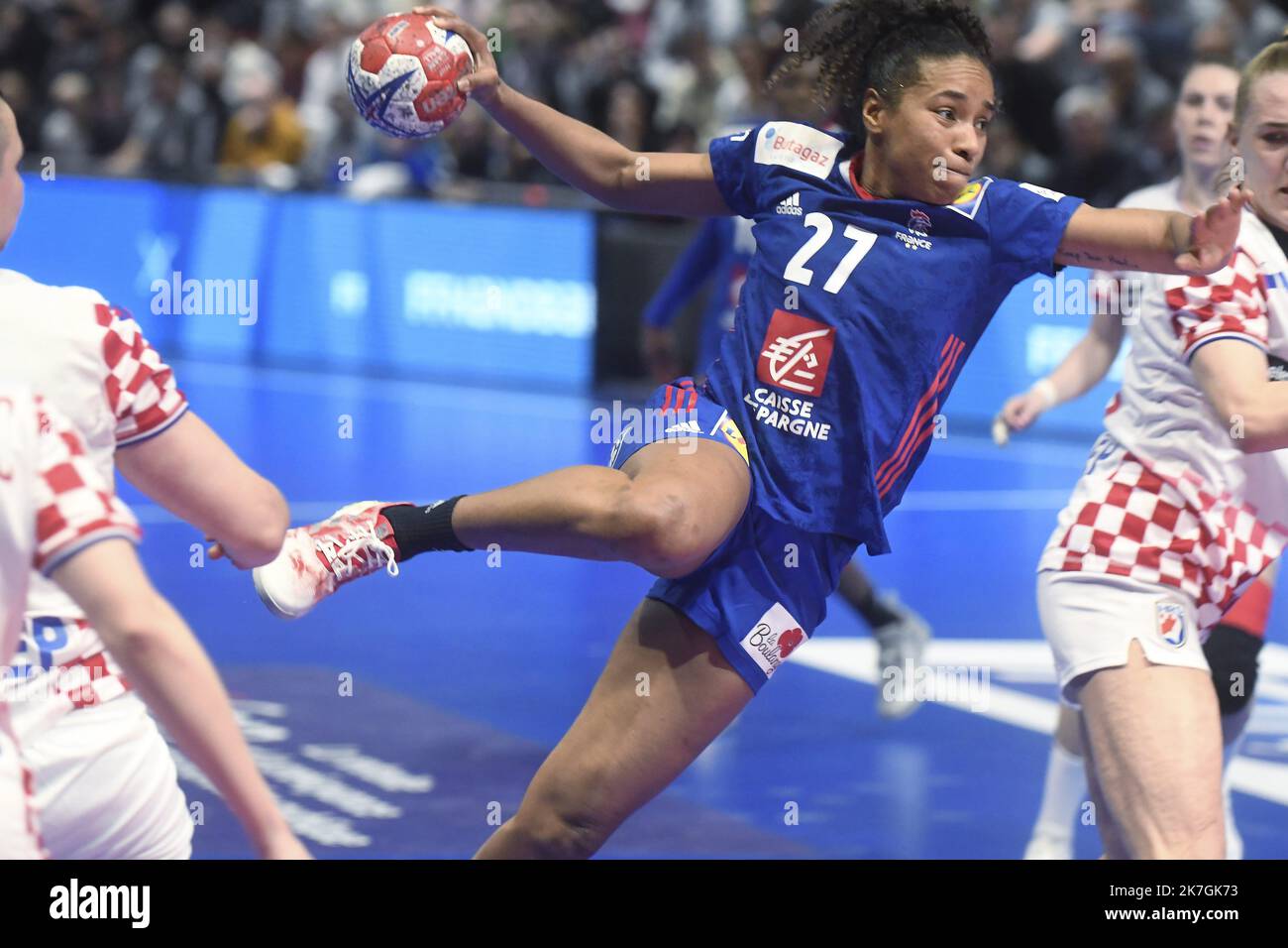 ©PHOTOPQR/LA DEPECHE DU MIDI/MICHEL VIALA ; TOULOUSE ; 06/03/2022 ; DDM-MICHEL VIALA AU PALAIS DES SPORTS DE TOULOUSE LA FRANCE BAT LA CROATE ET SE QUALIFIE POUR L'EURO 2022 DE HAND BALL QUALIFICATIONS NMINZE KO POUR L'EURO 2022 À TOULOUSE LE 6 MARS 2022 Banque D'Images