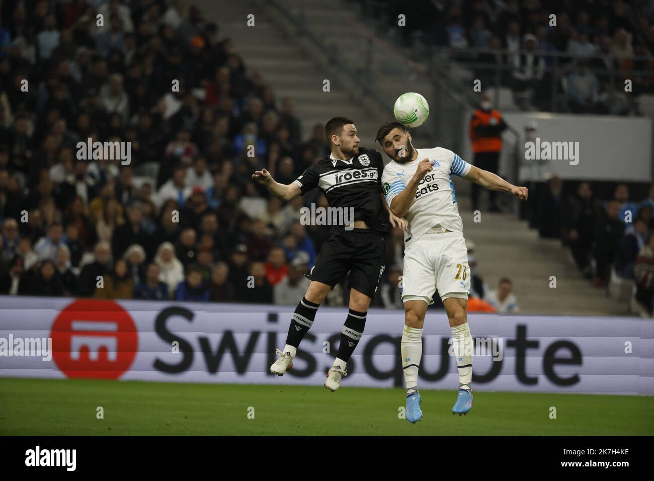 ©PHOTOPQR/LA PROVENCE/SPEICH Frédéric ; Marseille ; 07/04/2022 ; football : Europa Conference League UEFA 1/4 de finale aller match : Olympique de Marseille (OM) - PAOK Salonique (GRECE) au Stade Vélodrome Orange Banque D'Images