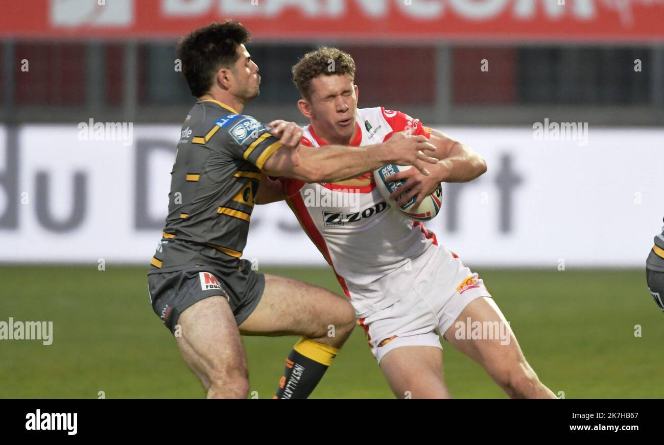 ©PHOTOPQR/L'INDÉPENDANT/CLEMTZ MICHEL ; PERPIGNAN ; 29/04/2022 ; SPORT / RUGBY A XIII / SUPERLEAGUE / CATALANES DRAGONS VS CASTLEFORD TIGERS / STADE GILBERT BRUTUS DE PERPIGNAN / LAGUERRE Banque D'Images