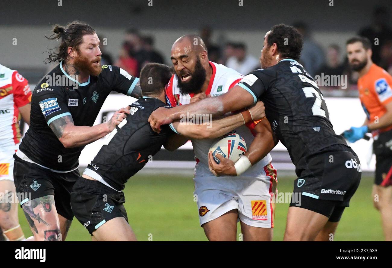 ©PHOTOPQR/L'INDÉPENDANT/CLEMTZ MICHEL ; PERPIGNAN ; 03/06/2022 ; SPORT / RUGBY A XIII / SUPERLEAGUE / CATALANES DRAGONS VS HUDDERSFIELD GIANTS / STADE GILBERT BRUTUS DE PERPIGNAN / SAM KASIANO Banque D'Images