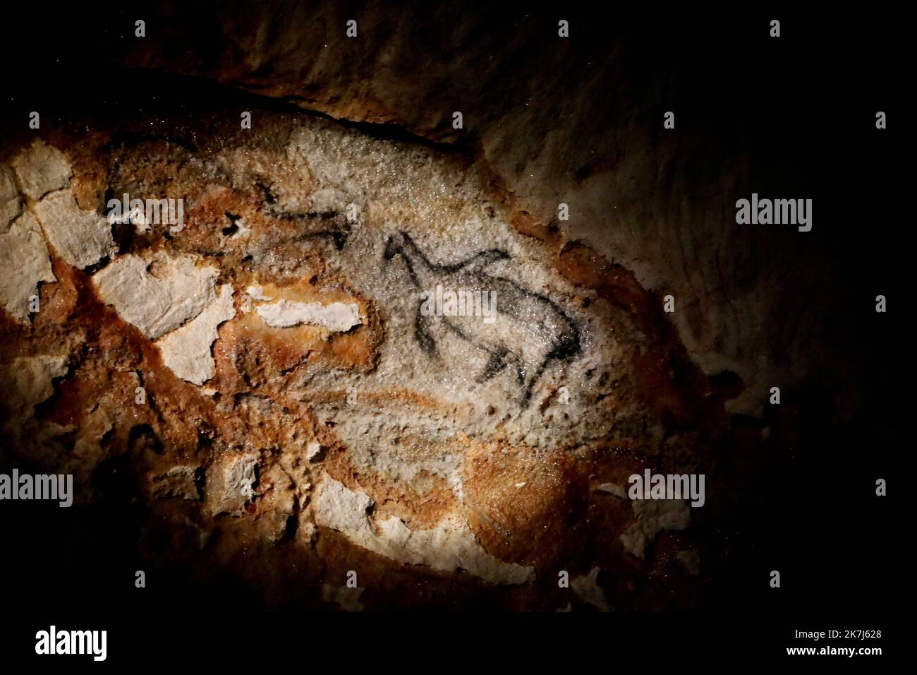 ©PHOTOPQR/LA PROVENCE/VALÉRIE VREL ; Marseille ; 04/06/2022 ; ouverture officielle de Cosquer Méditerranée, en ce 4/06/2022, le public est au rendez-vous pour la visite de la couverture de la Grotte COSQUER, grotte date d'environnement 30000 ans pour la première place, Henri 1985. Une grotte où l'art pariétal est supérieur : chevaux, pinguouins, tigres... Ici les premiers visiteurs, ravis de leur expérience. - Marseille, France, juin 4th 2022 Cosquer Méditerranée est la réplique de la Grotte Cosquer, une grotte préhistorique située dans les ruisseaux de Mar Banque D'Images