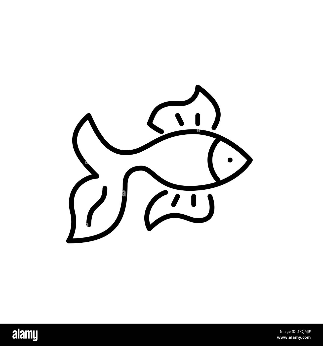 Joli animal de compagnie icône de poisson rouge. Design de contour pixel Perfect, modifiable Illustration de Vecteur