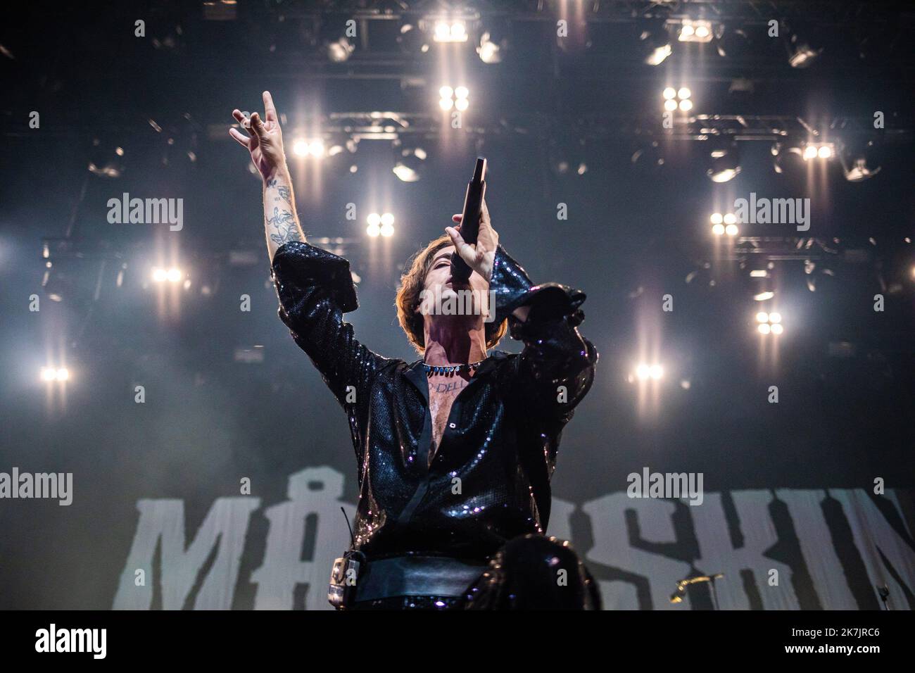 ©Simon Becker / le Pictorium/MAXPPP - Montreux 12/07/2022 Simon Becker / le Pictorium - 12/7/2022 - Suisse / Lac Léman / Montreux - le groupe de rock italien Maneskin en concert au Montreux Jazz Festival le 12 juillet 2022. / 12/7/2022 - Suisse / Lac Léman / Montreux - le groupe de rock italien Maneskin se produit en direct au Montreux Jazz Festival le 12 juillet 2022 Banque D'Images