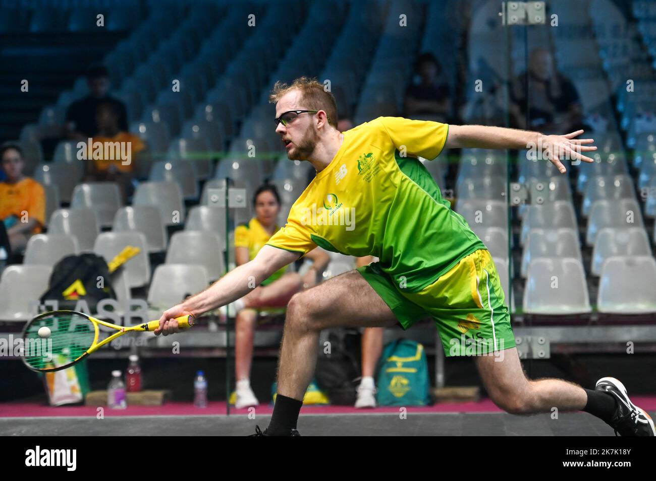 ©PHOTOPQR/l'est REPUBLICAIN/Lea DIDIER ; Nancy ; 11/08/2022 ; squash : Championnat du monde juniors au TSB de Jarville-la-Malgrange. Brendan Macdonald de l'équipe d'Australie. Photo ER/Léa Didier - Nancy, France, août 11th 2022 Championnat de travail de squash Banque D'Images