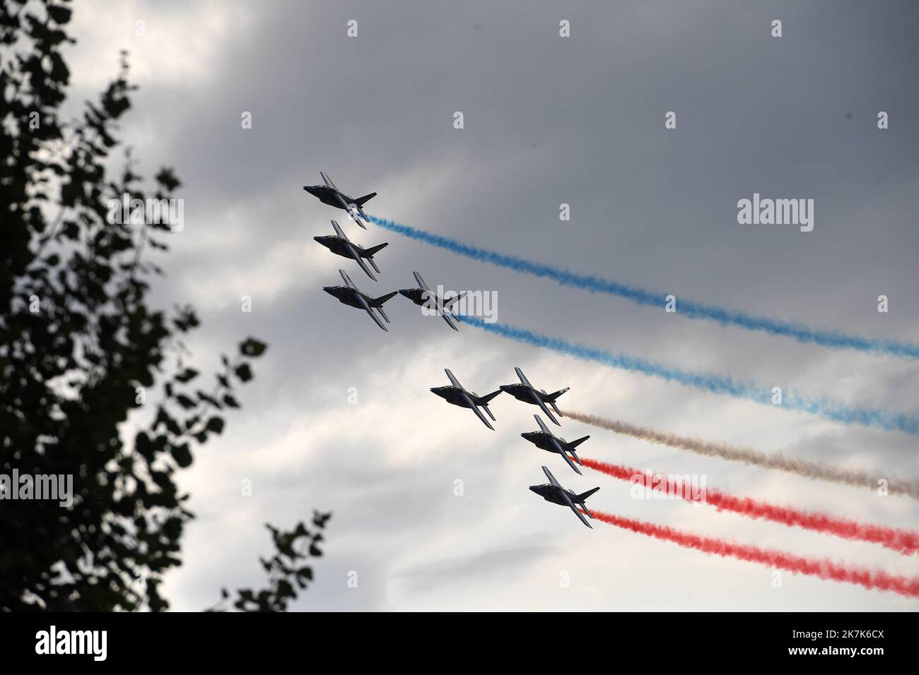 ©PHOTOPQR/VOIX DU NORD/PIERRE ROUANET ; 02/09/2022 ; NIERGNIES, LE 02/09/2022. Répétition avant la rencontre des ailes de Cambrai 2022, un aérodrome de Niergnies, avec entrée automatique la patrouille de France (la patrouille acrobatique officielle de l'Armée de l'Air). PHOTO PIERRE ROUANET LA VOIX DU NORD - répétition avant la rencontre des ailes de Cambrai 2022, à l'aérodrome de Niergnies, avec entre autres la patrouille de France (la patrouille acrobatique officielle de l'Armée de l'Air). Banque D'Images