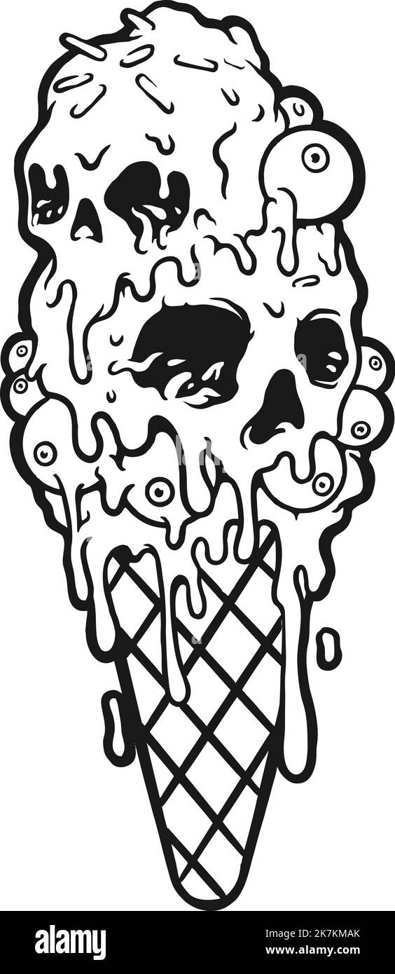 Glace crème Horror Eye Silhouette illustrations vectorielles pour votre travail logo, t-shirt de marchandise de mascotte, autocollants et dessins d'étiquettes, affiche, carte de vœux Illustration de Vecteur