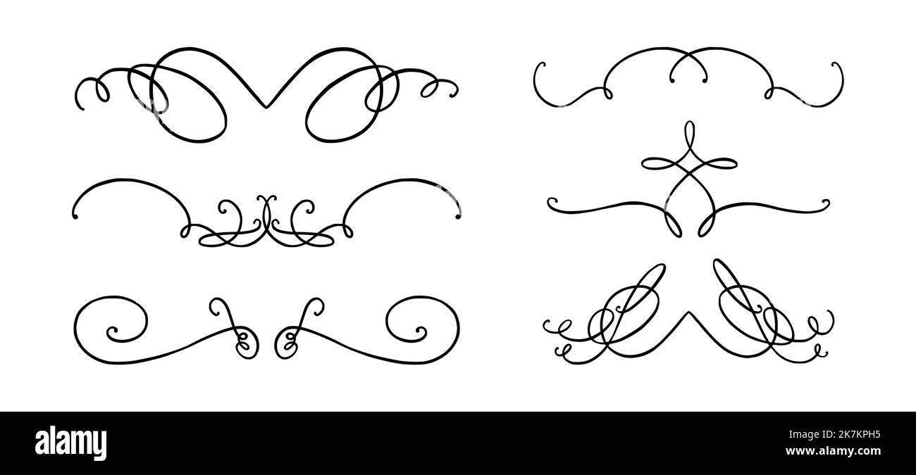 Décoration de fleuron comme monogramme ou séparateur pour les invitations de mariage et d'autres dessins. Fleuron dessiné à la main isolé sur fond blanc. Vecteur Doodle Illustration de Vecteur