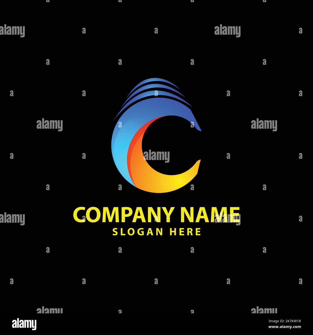 Modèle d'icône de logo c de lettre colorée. Illustration de Vecteur