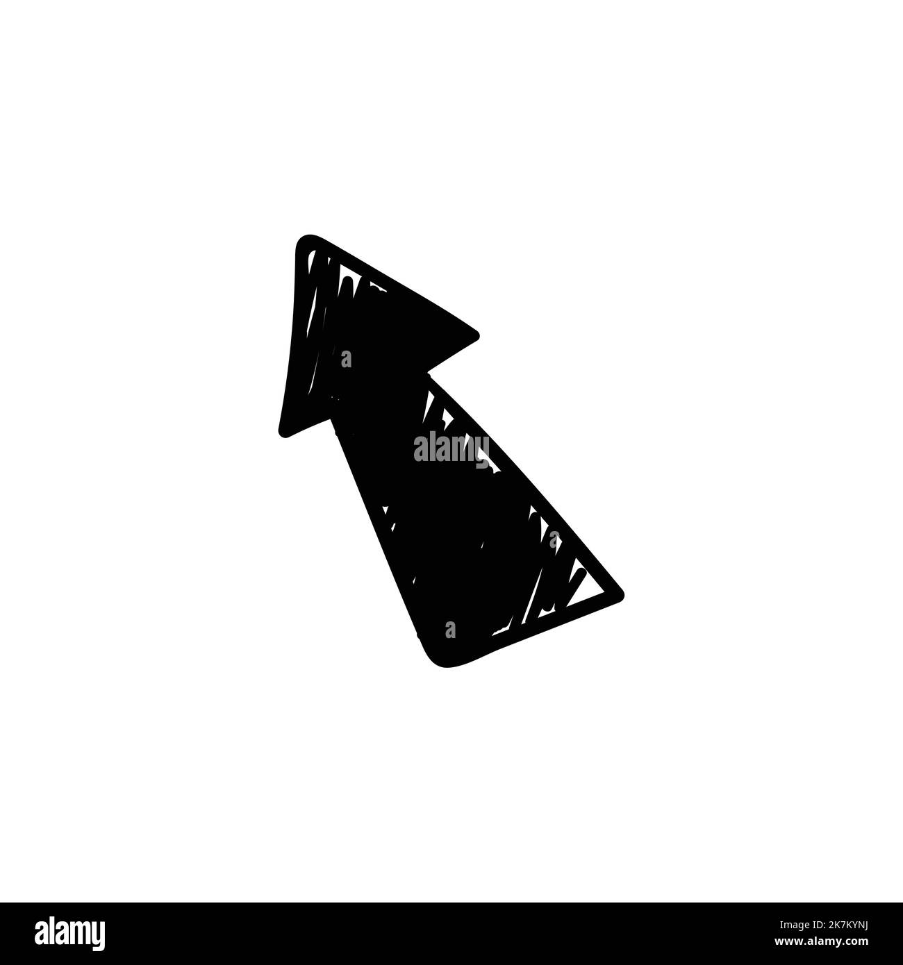 flèche dessinée à la main ou curseur pointant vers l'envers sur fond blanc isolé. Illustration de Vecteur