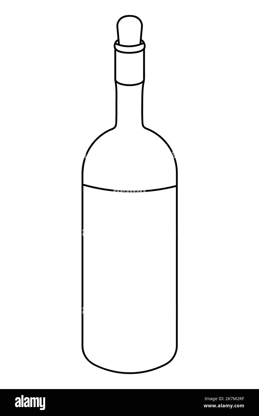 Bouteille de vin. Boisson alcoolisée dans un récipient en verre. Le cou est bloqué par un bouchon. Des Cahors forts Illustration de Vecteur