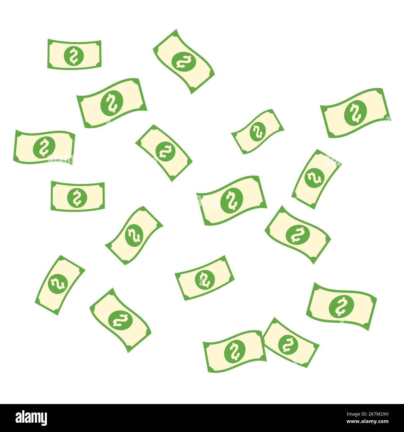 Dollar, argent volant dans l'air sur fond blanc isolé Illustration de Vecteur