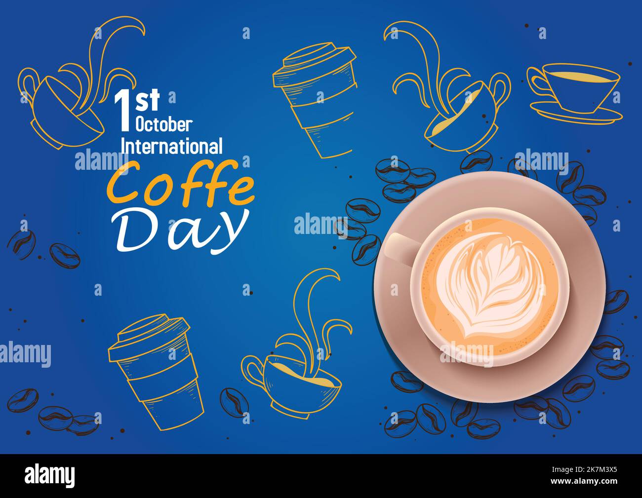 illustration graphique vectorielle internationale de la journée du café avec grains Illustration de Vecteur