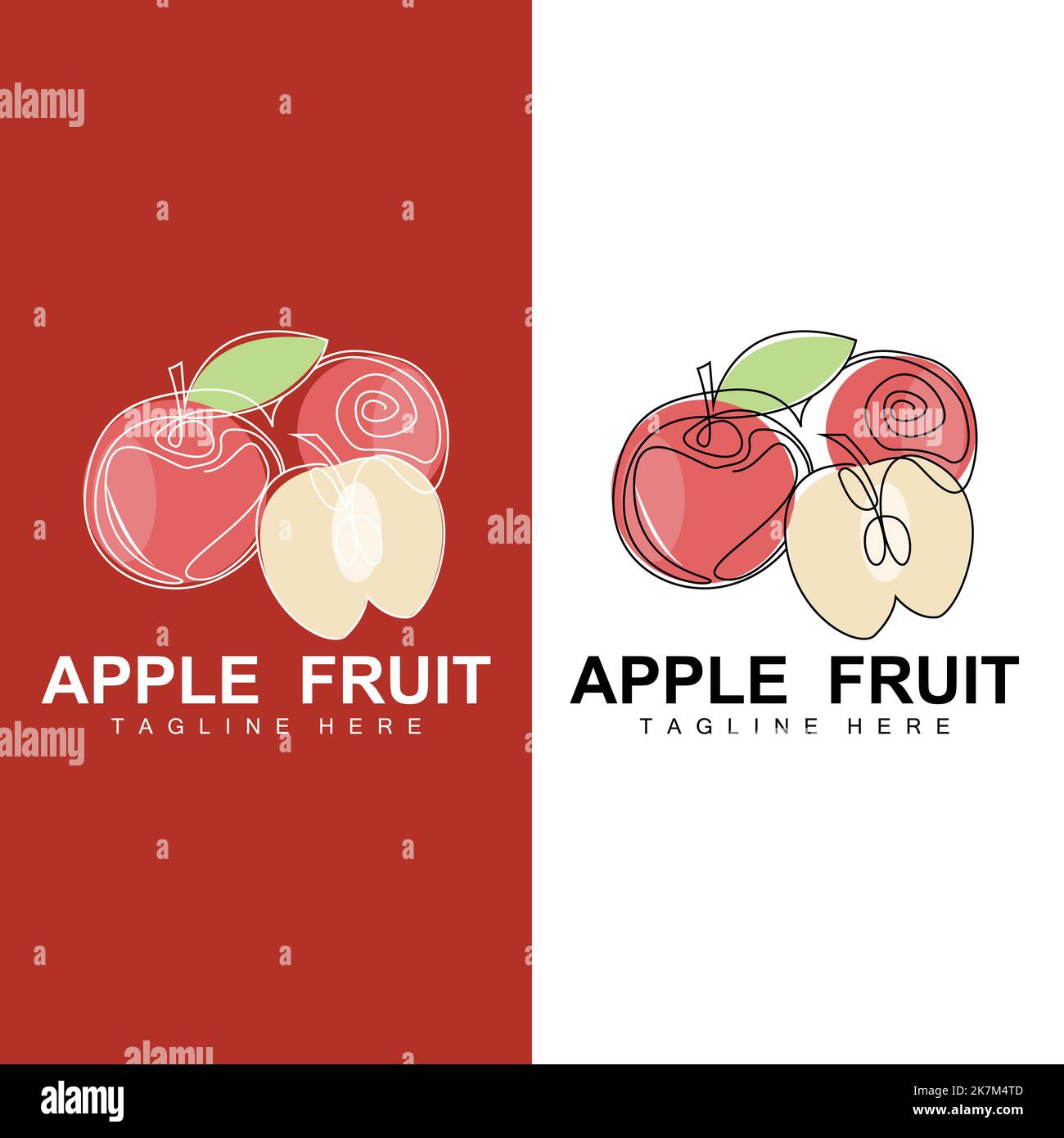 Logo fruit Apple, Red fruit Vector, style abstrait, illustration de l'étiquette de marque du produit Illustration de Vecteur