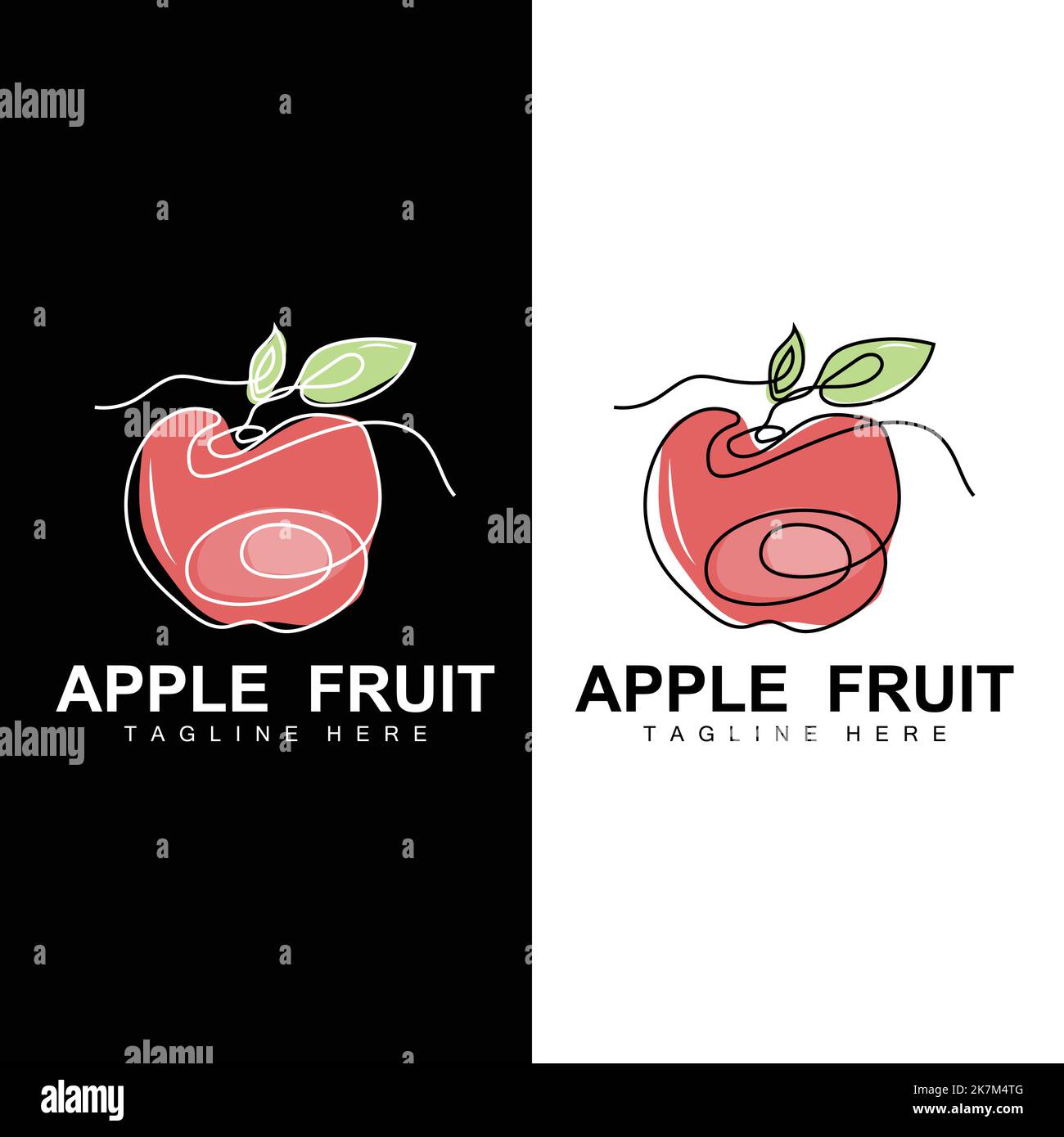 Logo fruit Apple, Red fruit Vector, style abstrait, illustration de l'étiquette de marque du produit Illustration de Vecteur
