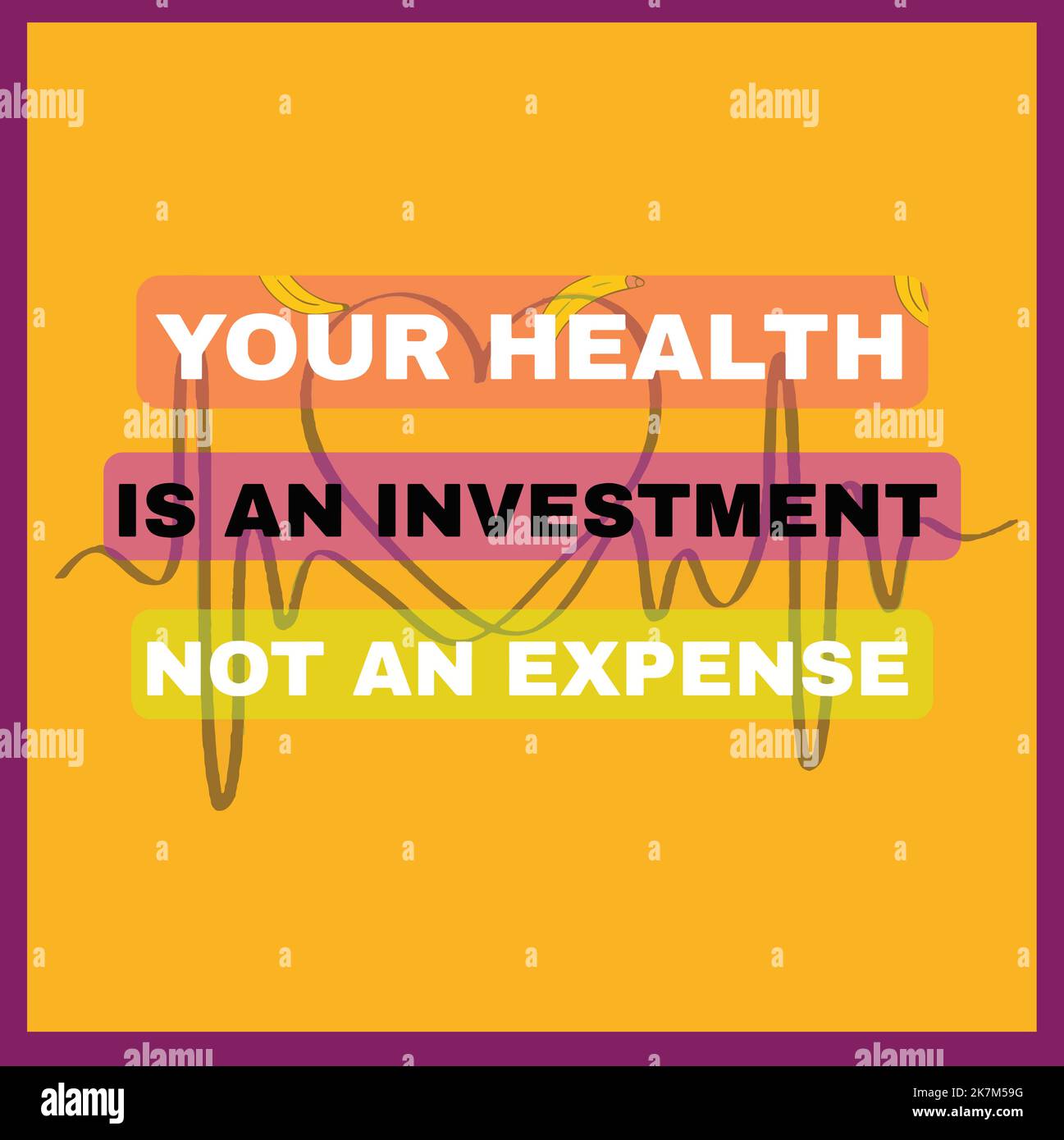Votre santé est un investissement non pas un vecteur de dépense lettering typographie illustration motivational éducatif, citation à vie. Illustration de Vecteur