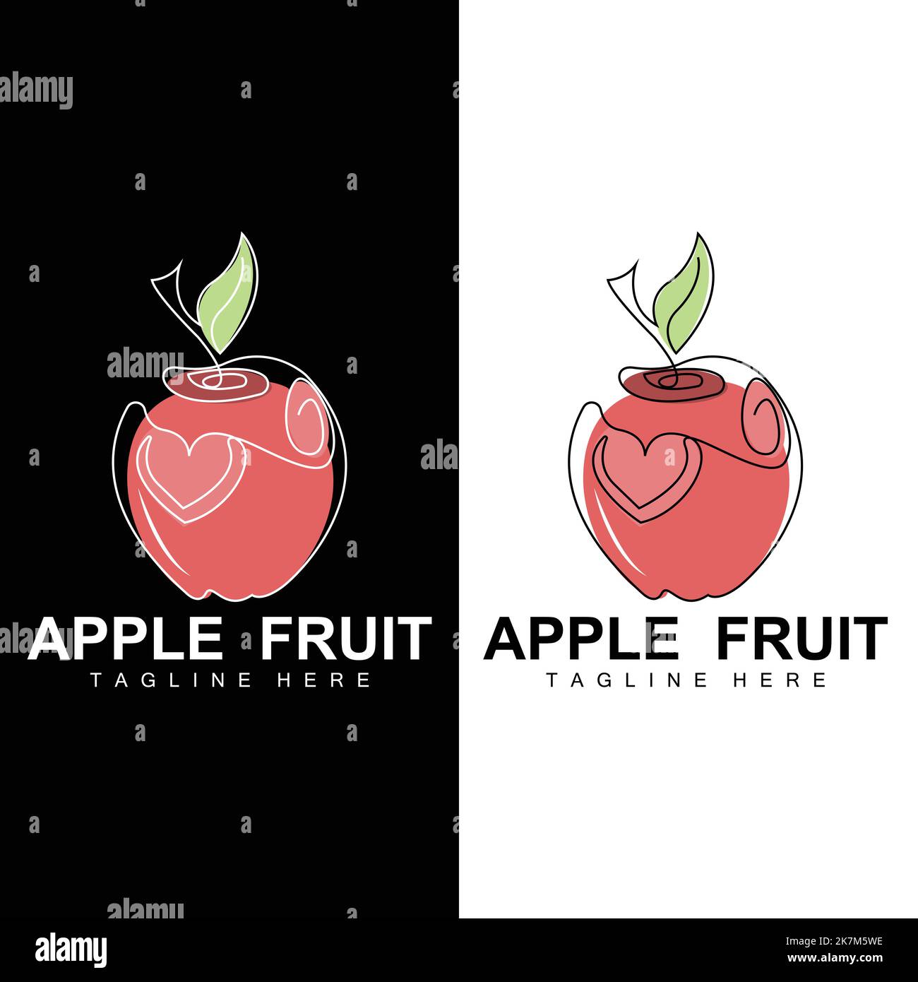 Logo fruit Apple, Red fruit Vector, style abstrait, illustration de l'étiquette de marque du produit Illustration de Vecteur