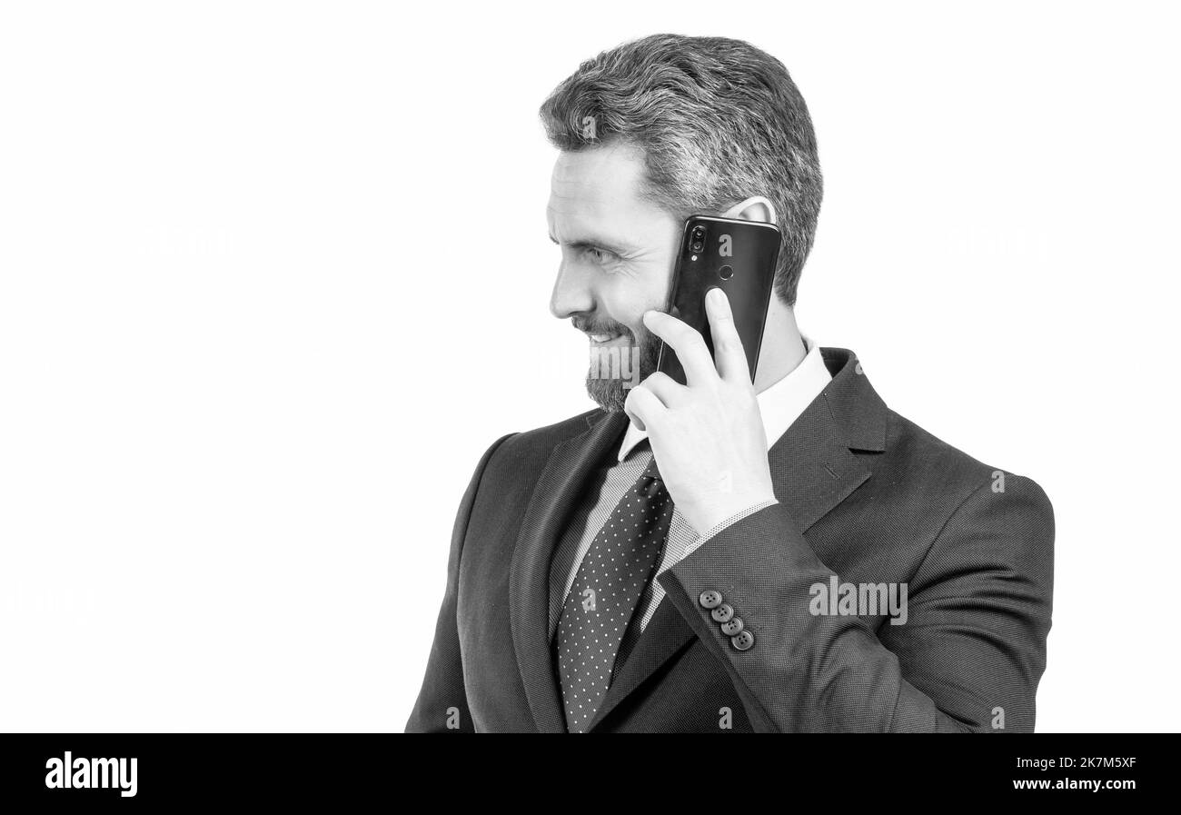 Un appel sur lequel vous pouvez compter.Un bon patron parle sur un téléphone portable.Communication mobile Banque D'Images