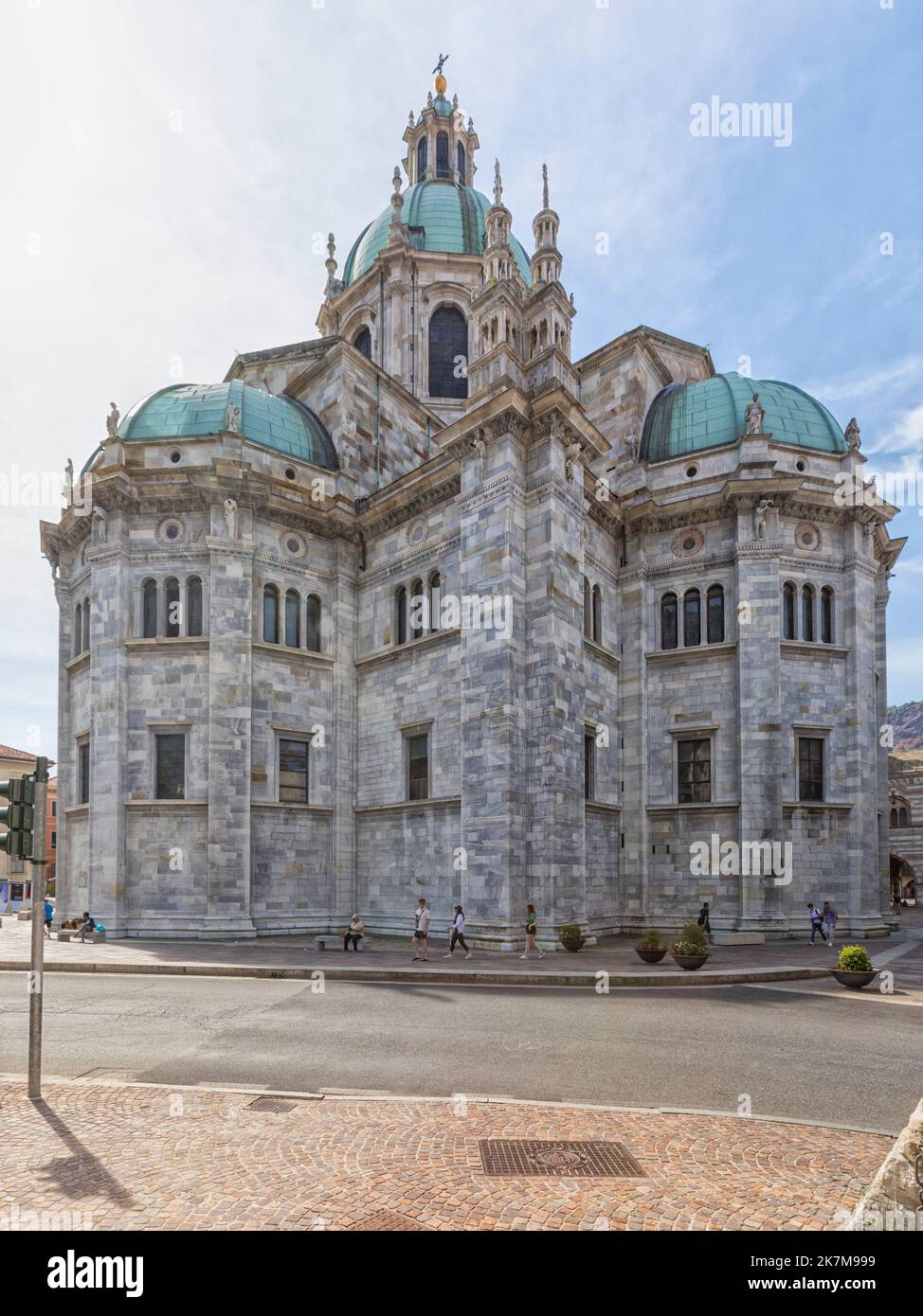 Vue arrière de la cathédrale de Côme ou de la cathédrale de Santa Maria Assunta Banque D'Images
