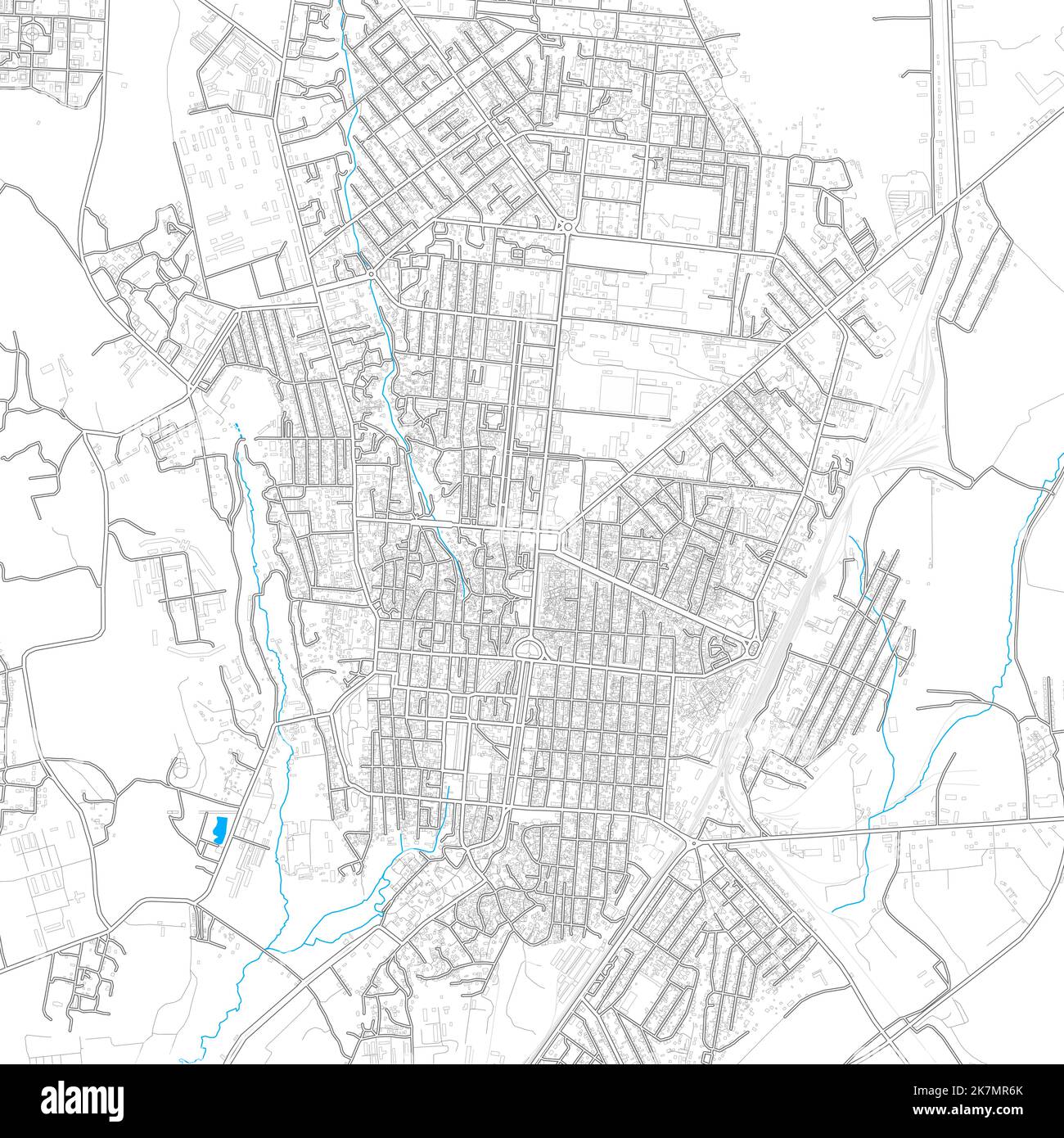 Carte vectorielle haute résolution Gyumri, Shirak, Arménie avec chemins modifiables. Contours clairs pour les routes principales. Utilisez-le pour n'importe quel arrière-plan imprimé et numérique. Illustration de Vecteur