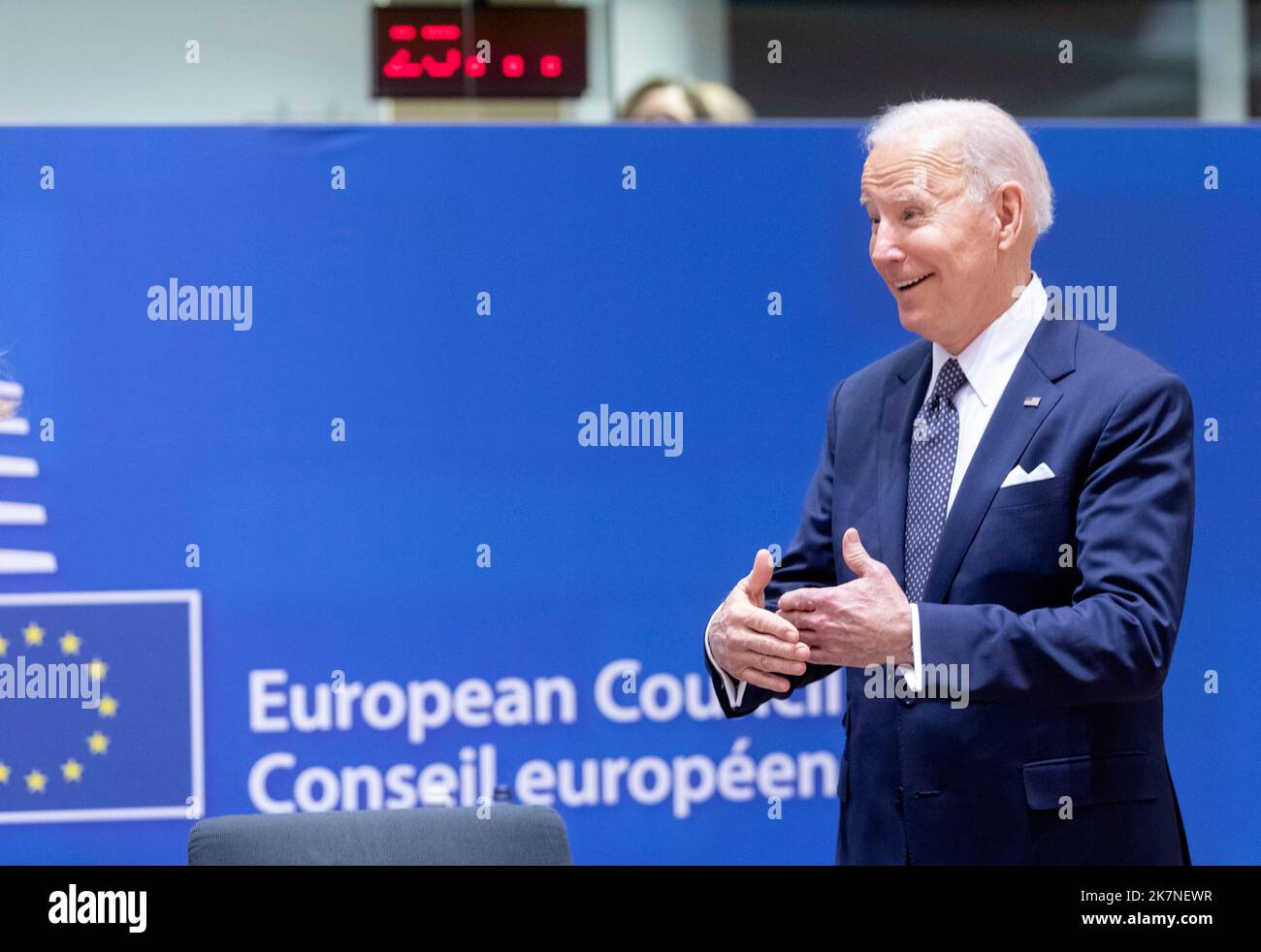Belgique, Bruxelles: Conseil européen consacré à l'invasion de l'Ukraine par la Russie sur l'24 mars 2022. Président des États-Unis Joe Biden Banque D'Images