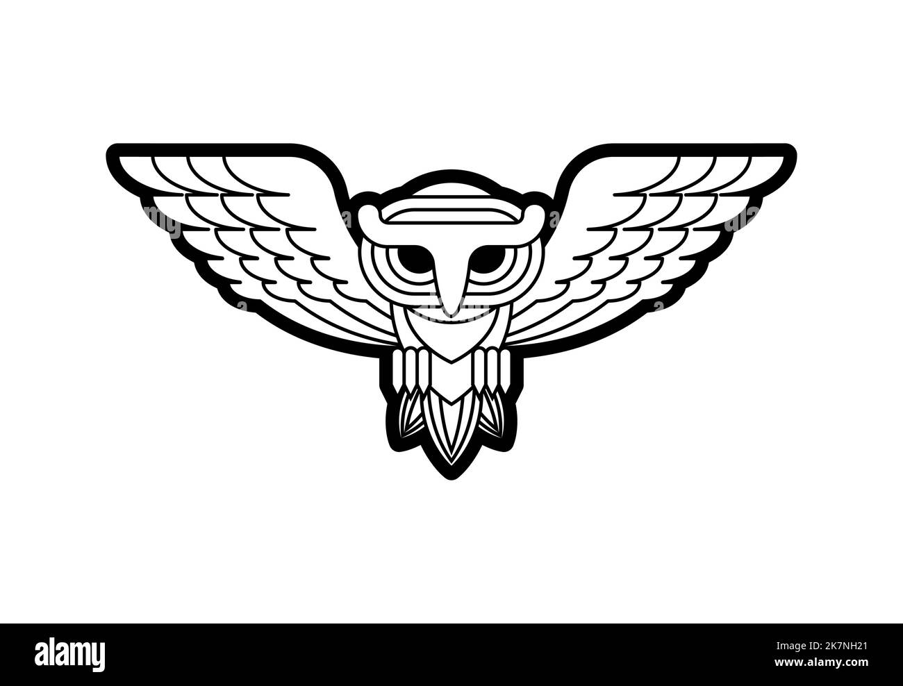 Affiche linéaire Owl. symbole hibou de l'aigle. Illustration vectorielle Illustration de Vecteur