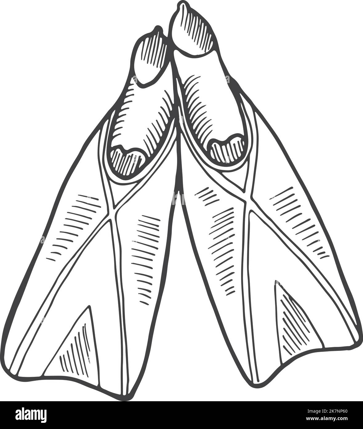 Inverser l'esquisse. Équipement de plongée. Icône natation sous-marine Illustration de Vecteur