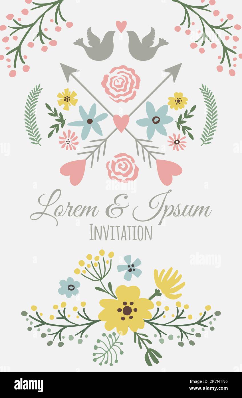 Modèle de carte d'invitation. Motif fleuri décoratif Illustration de Vecteur