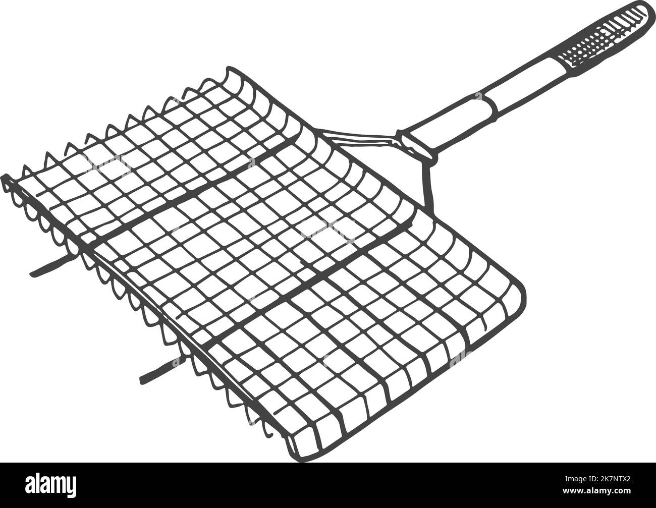 Croquis de grille métallique pour barbecue. Gravure de l'outil gril Illustration de Vecteur