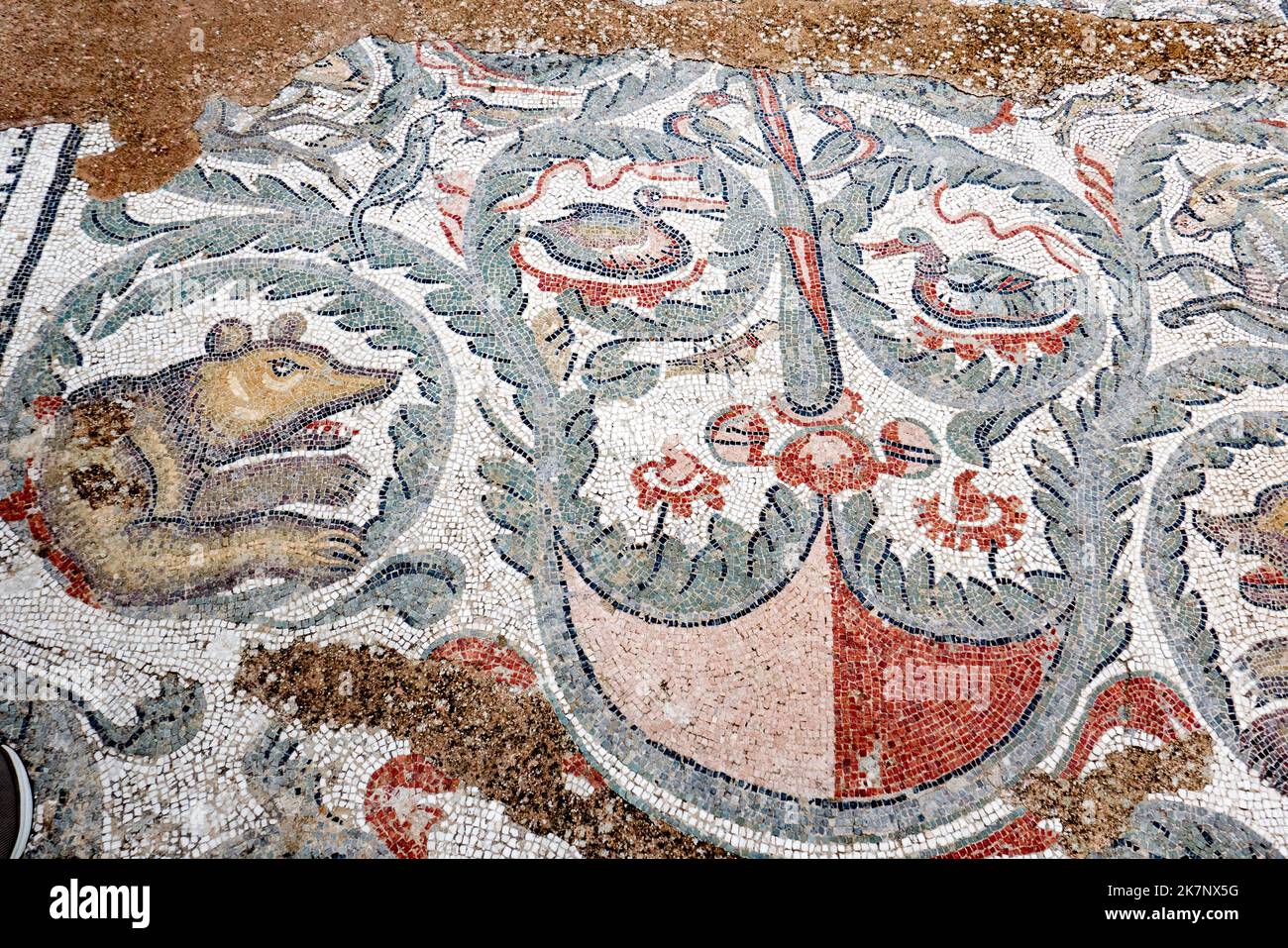 Mosaïques romaines à Villa Romana del Casale, Piazza Armerina, Sicile, Italie, site classé au patrimoine mondial de l'UNESCO Banque D'Images