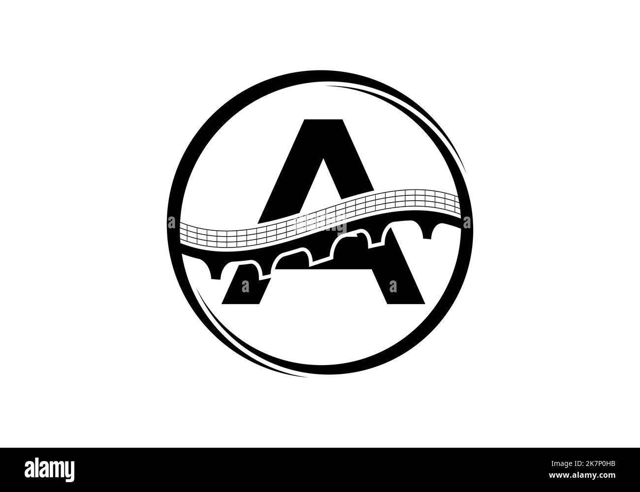 Apposer une lettre à l'alphabet monogramme avec le signe du pont. Modèle de conception de logo de pont abstrait. Logo vectoriel moderne pour le secteur de la construction. Illustration de Vecteur