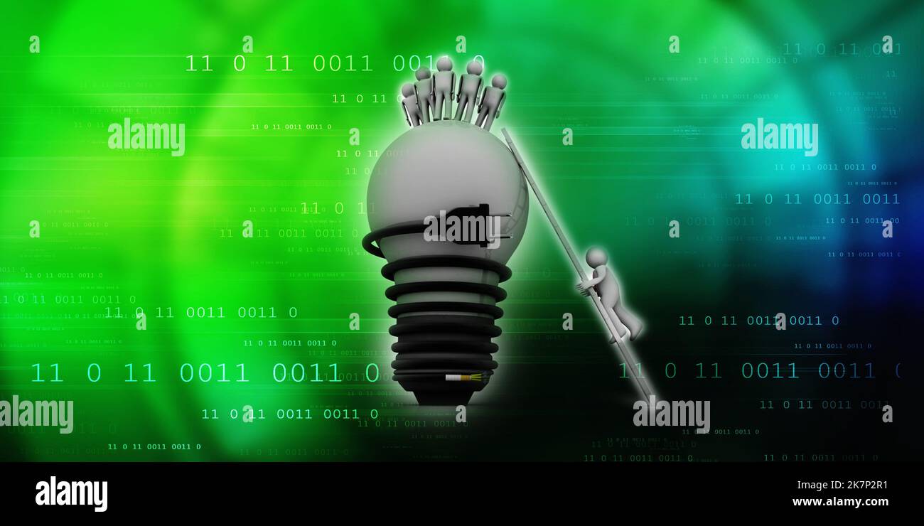 3d le câble du chargeur de rendu a connecté l'ampoule cfl au technicien Banque D'Images