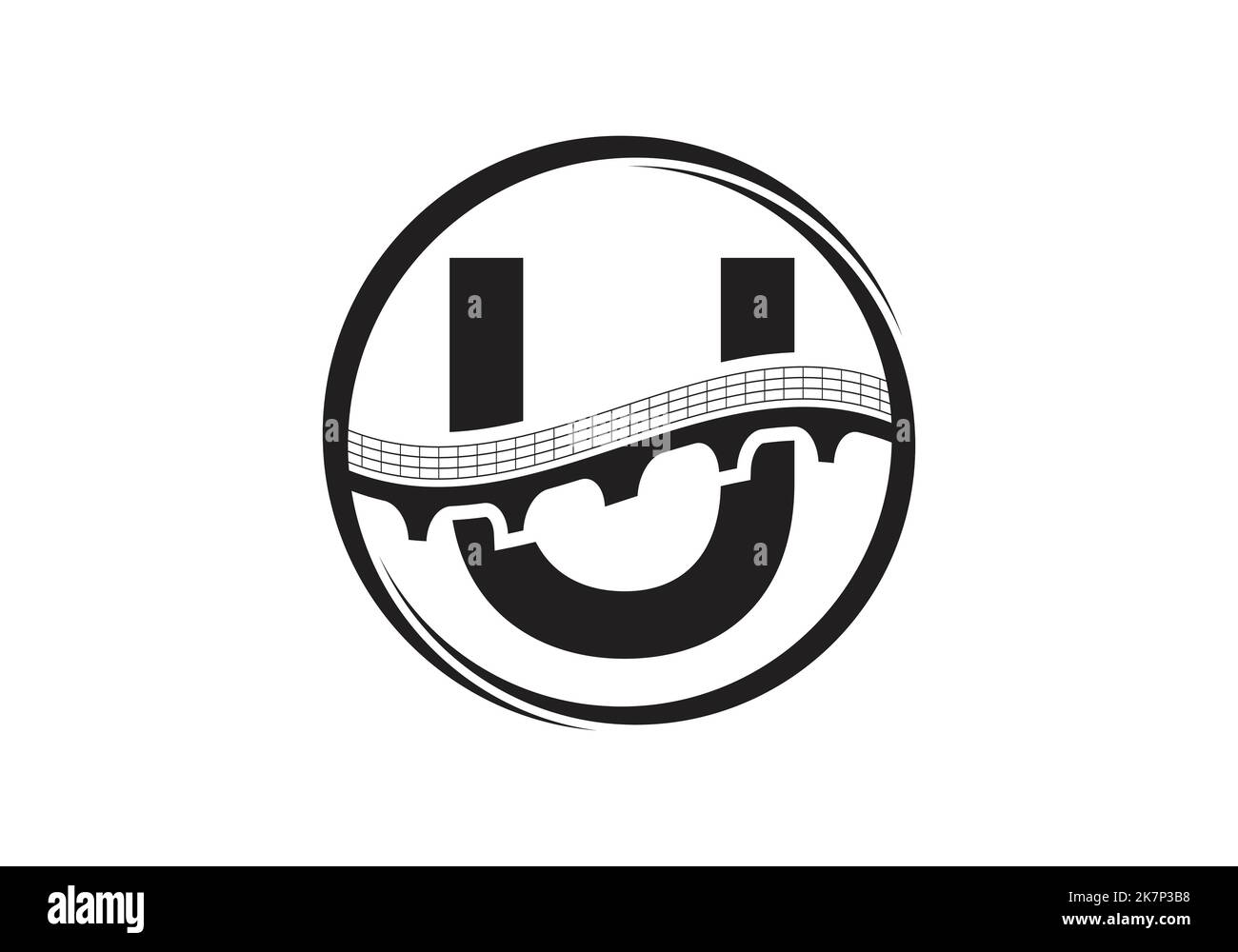 Lettre initiale U monogramme avec signe de pont. Modèle de conception de logo de pont abstrait. Logo vectoriel moderne pour le secteur de la construction. Illustration de Vecteur