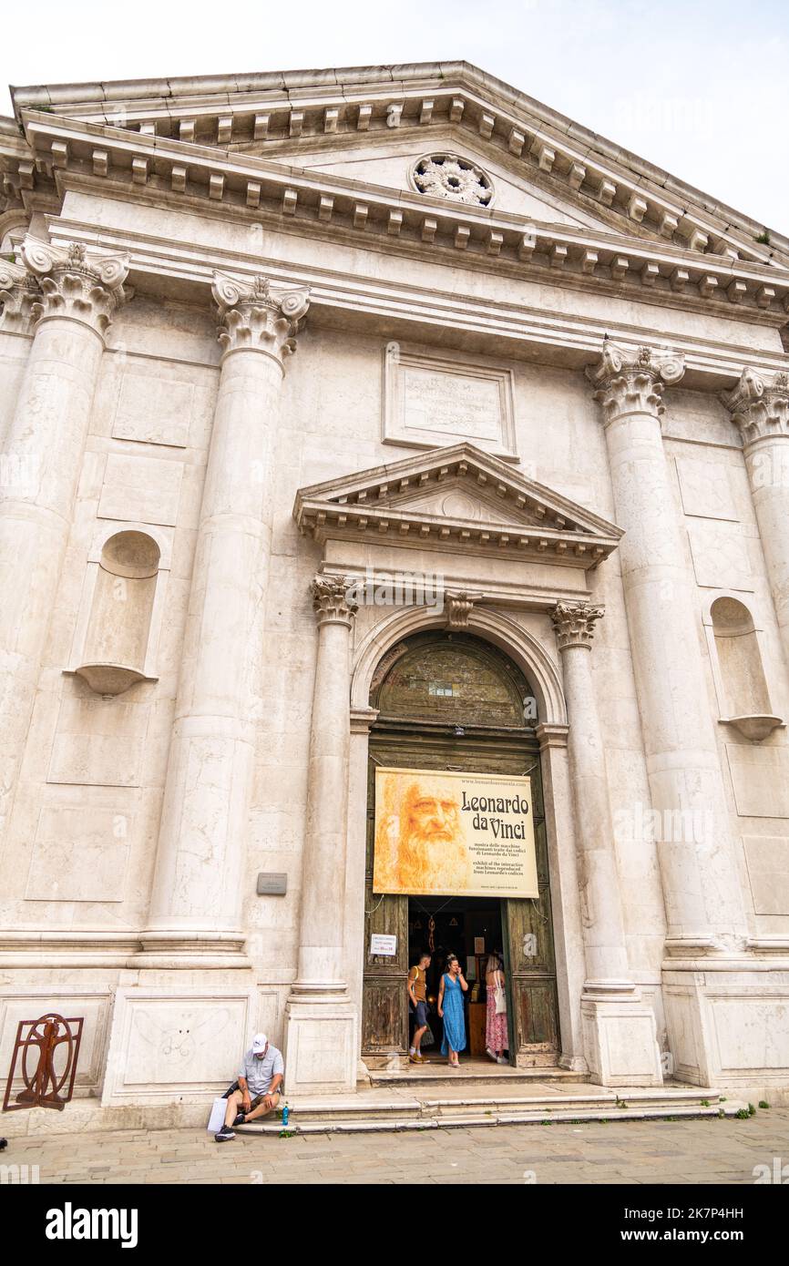 L'entrée du musée Leonardo da Vinci à Venise, Italie Banque D'Images