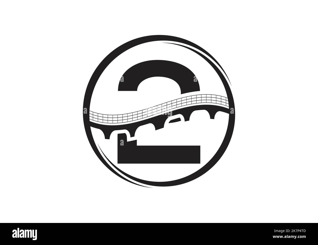 Lettre initiale de 2 monogrammes avec signe de pont. Modèle de conception de logo de pont abstrait. Logo vectoriel moderne pour le secteur de la construction. Illustration de Vecteur