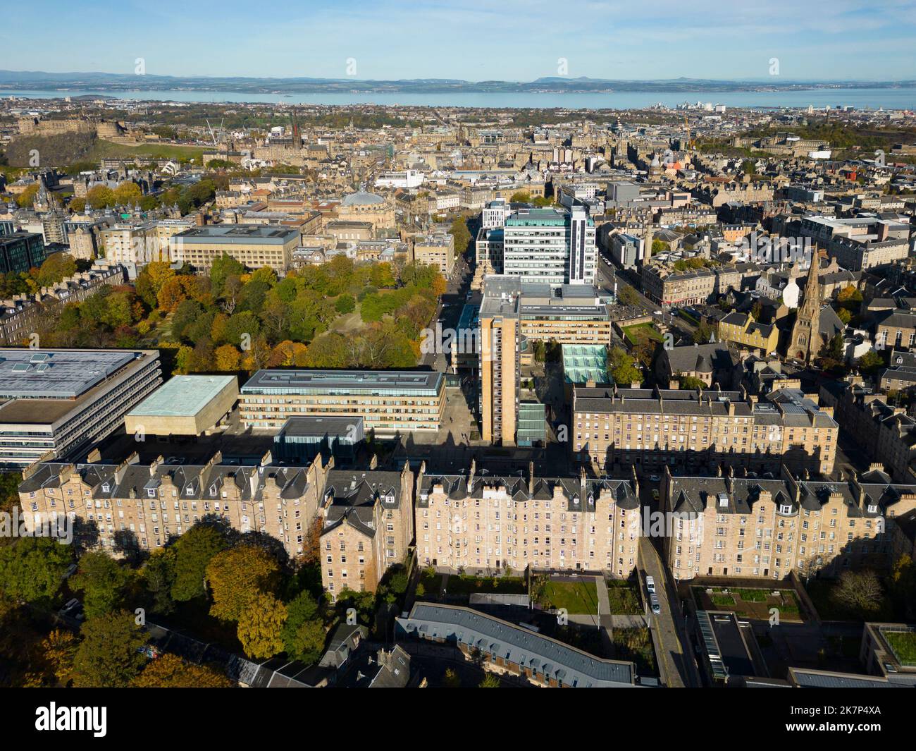 Vue aérienne du campus de l'université d'Édimbourg, Edimbourg, Écosse, Royaume-Uni Banque D'Images