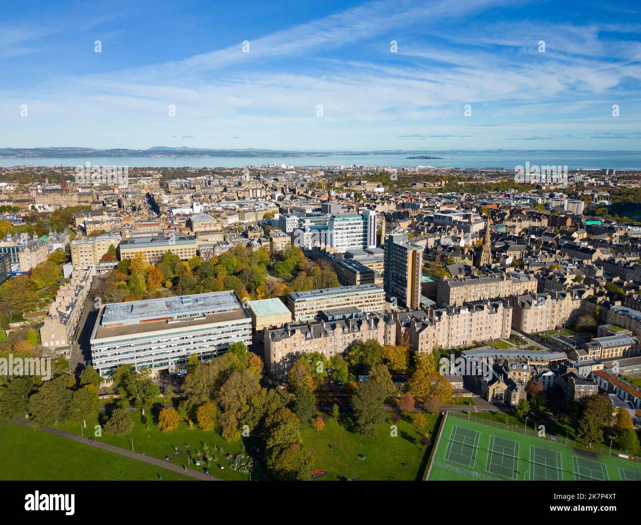 Vue aérienne du campus de l'université d'Édimbourg, Edimbourg, Écosse, Royaume-Uni Banque D'Images