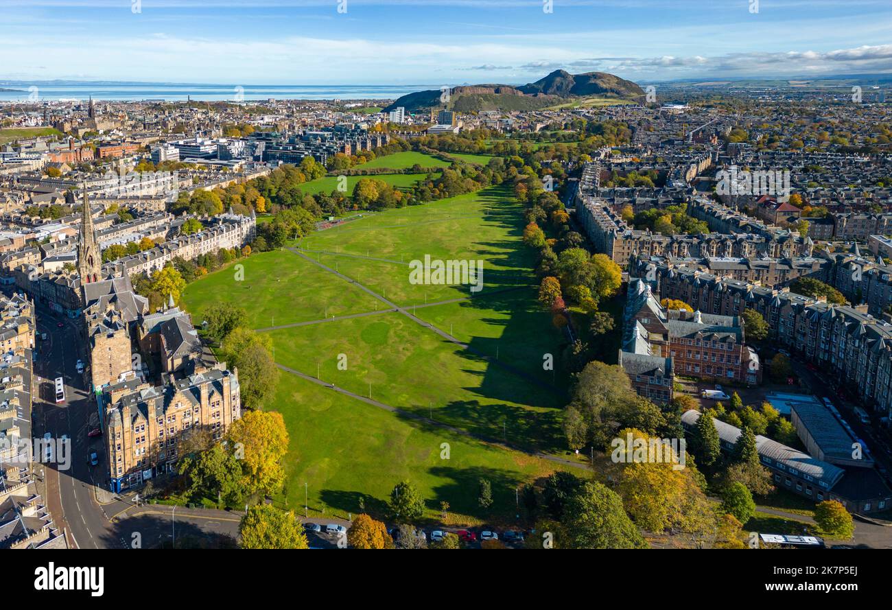 Vue aérienne des liaisons Meadows et Bruntsfield à Édimbourg, Écosse, Royaume-Uni Banque D'Images