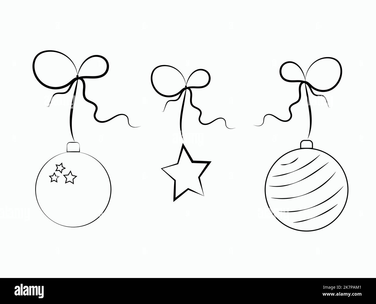 Trois boules de Noël pour la décoration. Arrière-plan blanc isolé. Illustration de vacances Vector. Illustration vectorielle. Décoration vectorielle. Illustration de Vecteur