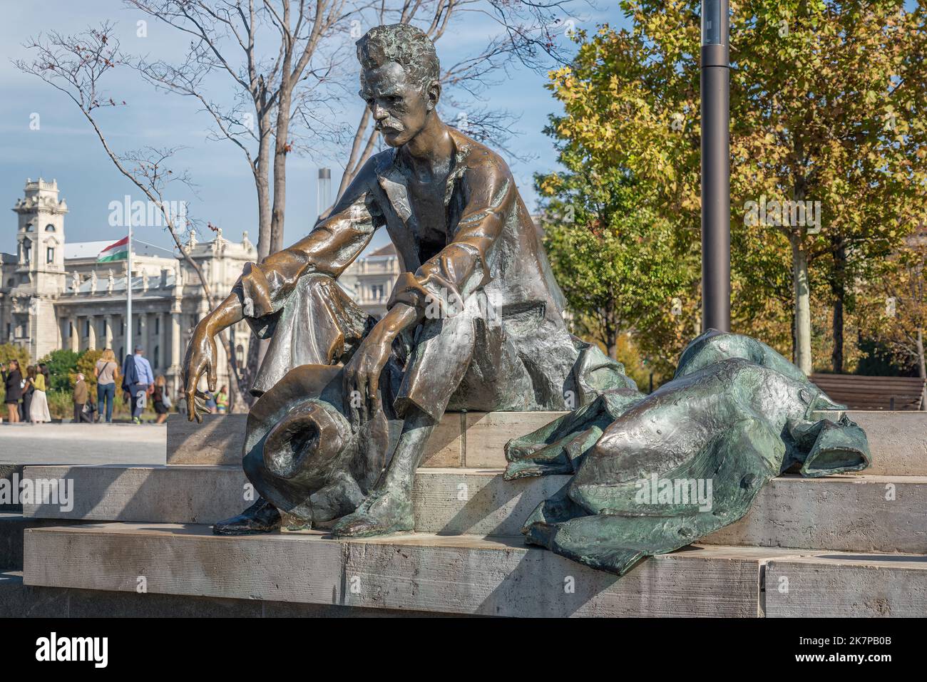 Statue d'Attila Jozsef - Budapest, Hongrie Banque D'Images