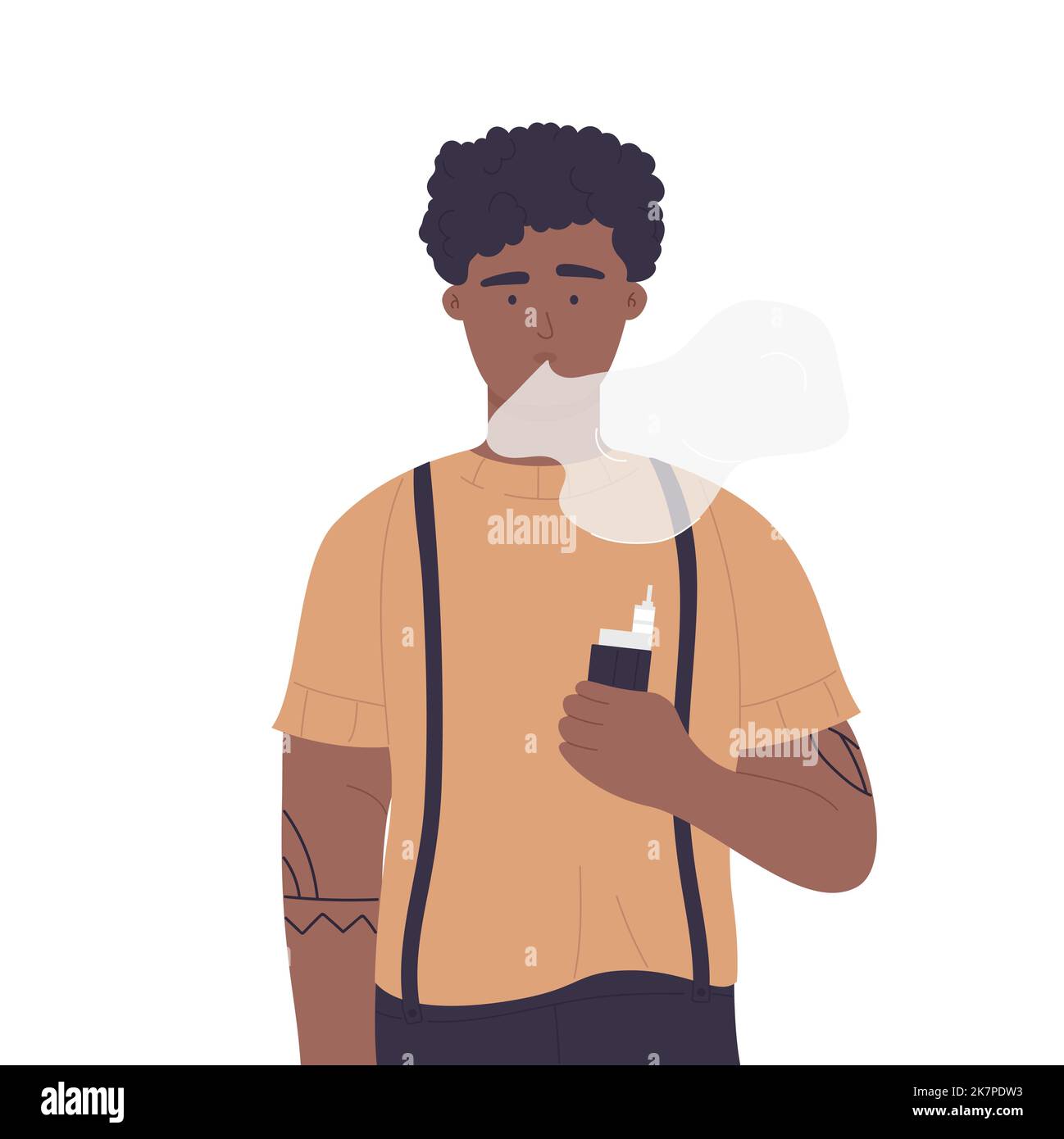 Garçon fumant de la cigarette électronique. Adolescent fumeur, illustration du vecteur de dépendance au tabac Illustration de Vecteur