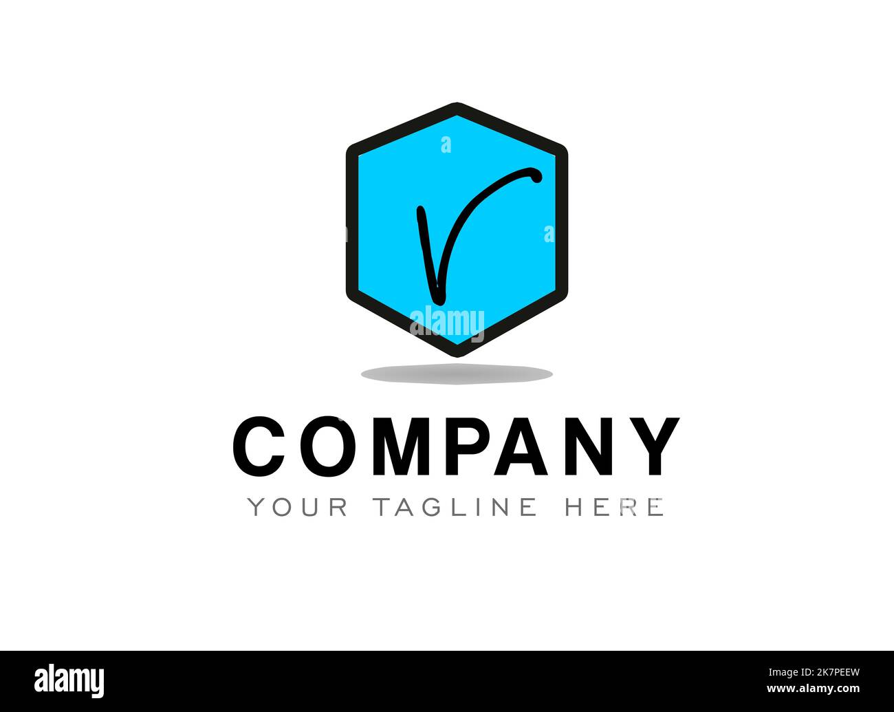 Logo lettre V. Votre texte ici . Modèle de logo sur fond blanc. Banque D'Images