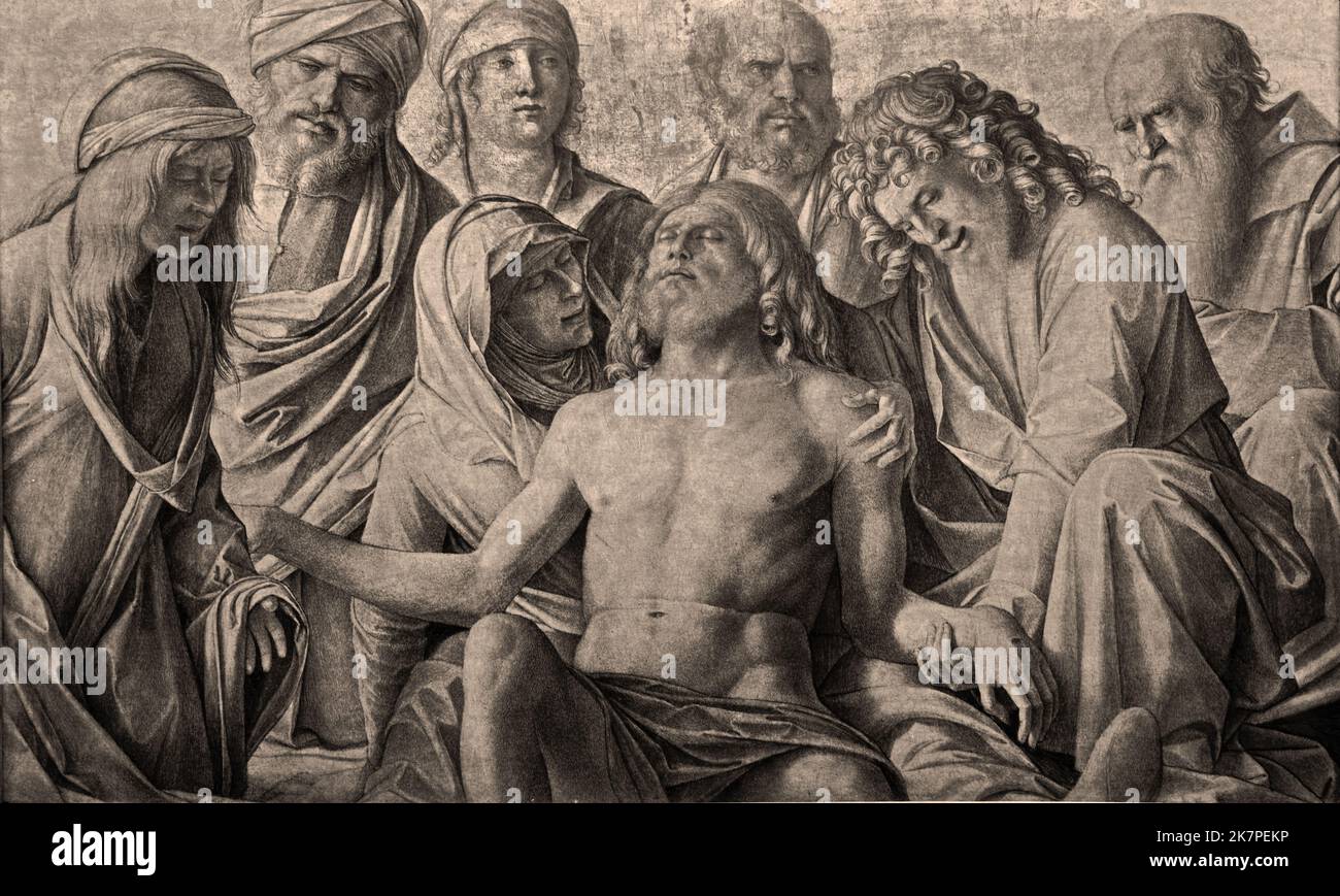 Lamentation du corps du Christ 1500 Giovanni Bellini 1430 - 1516 peintre de la Renaissance italienne, probablement le plus connu de la famille Bellini des peintres vénitiens. Banque D'Images